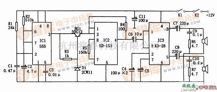 自动控制中的公共汽车关门自动通报器电路图  第1张