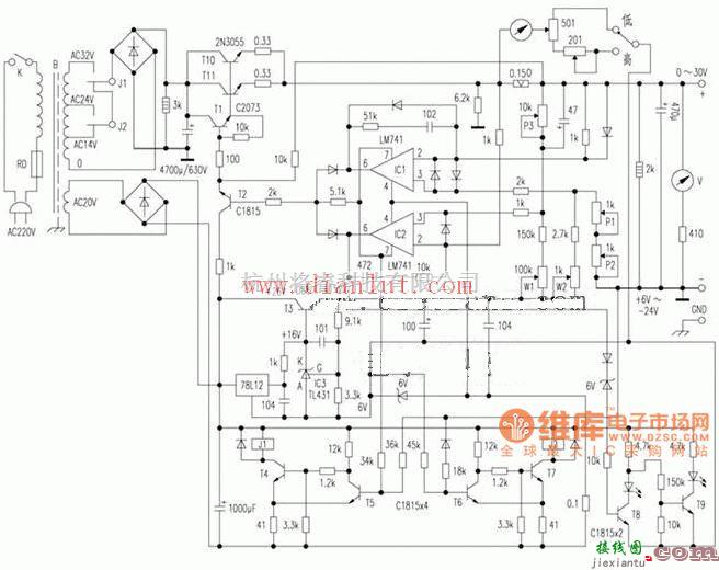 电源电路中的利用桥式整流制作高精度直流稳压电源电路  第1张