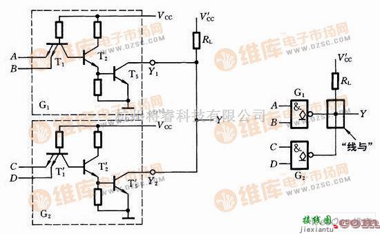 数字电路中的OC门输出并联的接法及逻辑图  第1张