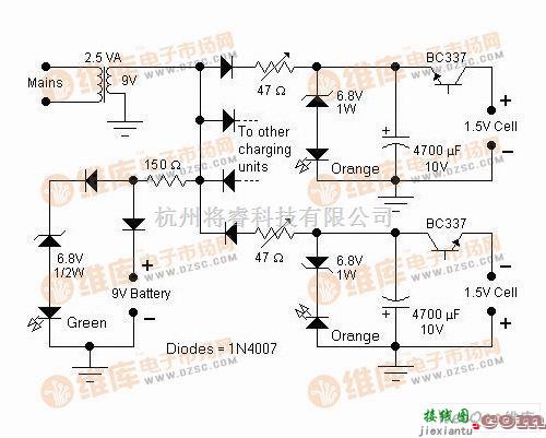 充电电路中的碱性电池充电器电路图  第1张