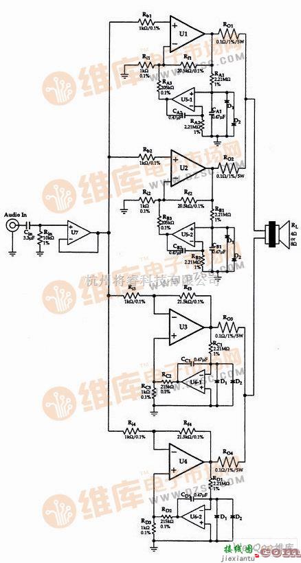 音频电路中的多组LM4780并联输出功放电路  第1张
