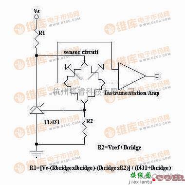 传感器电路中的已连成桥路的硅压传感器的前级处理电路图  第1张