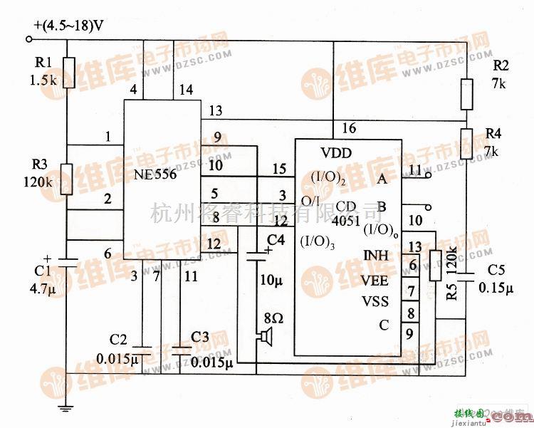 噪音产生器中的音响发生器电路图  第1张