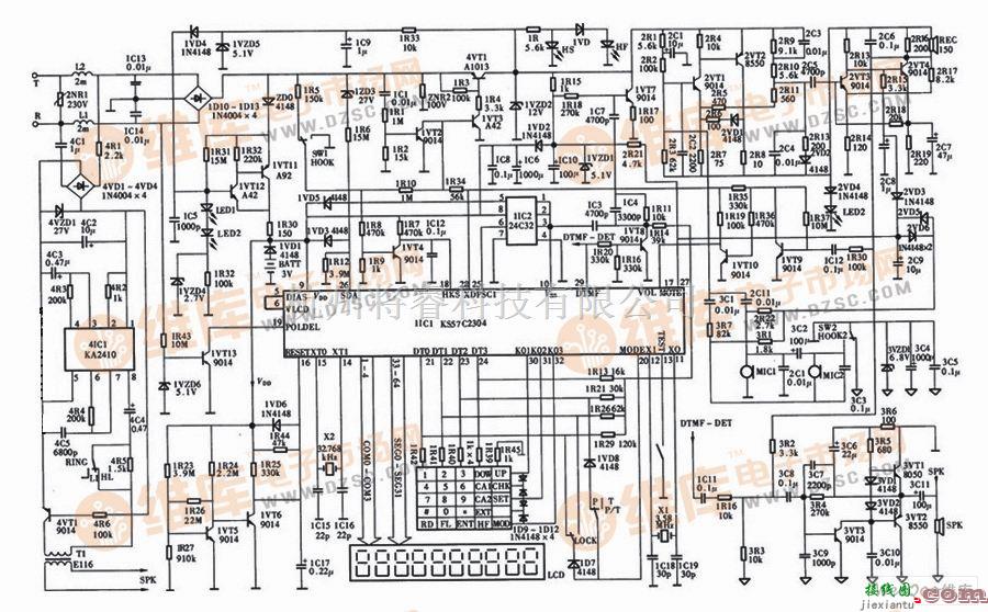 有线通信中的HA323(1E)P/TSD-lECD型电脑计费电话机电路图  第1张