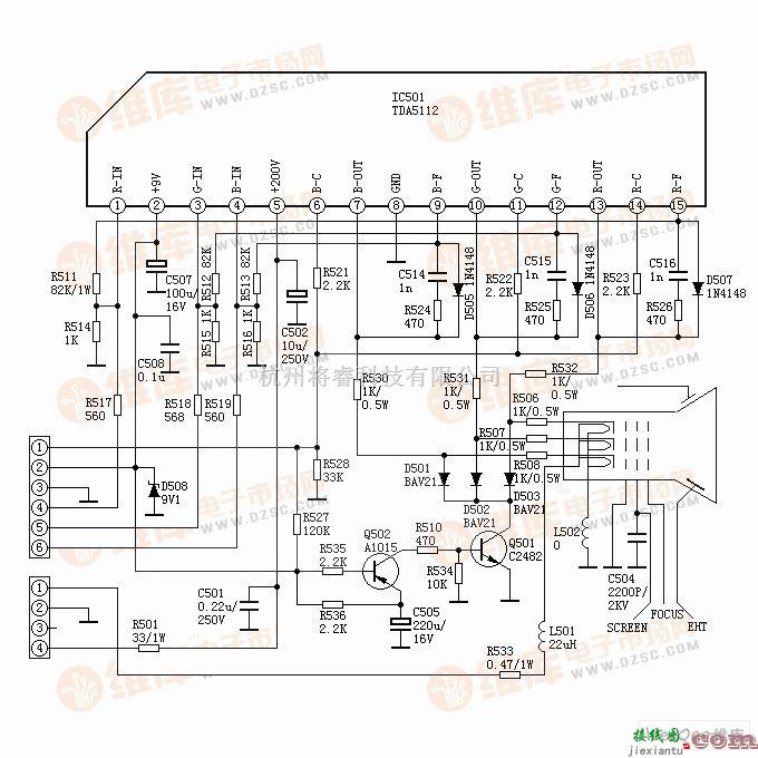 视频放大中的基于TDA5112的视频放大电路图  第1张