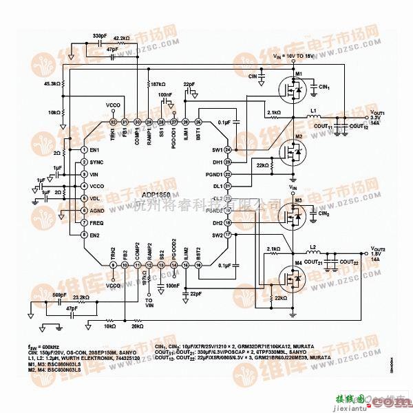 ADP1850典型的14A应用电路图  第1张