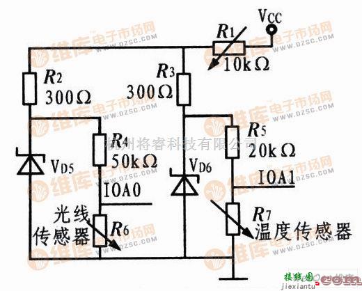 检测电路中的光线温度测量电路图  第1张