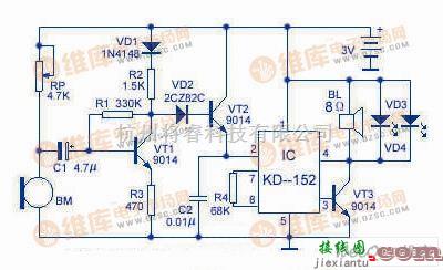 控制电路中的声控门铃和声控玩具电路图  第1张