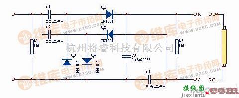 电子镇流器中的倍压整流式电子镇流器电路图  第1张