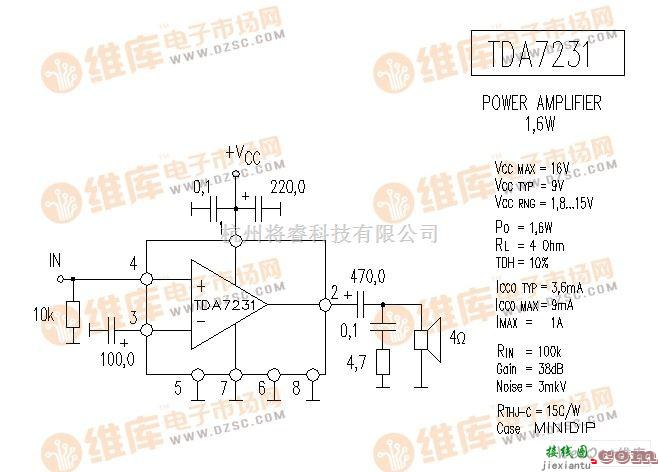 音频处理中的TDA7231 音响IC电路图  第1张