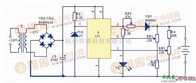 充电电路中的555集成电路制作全自动充电器电路图  第1张