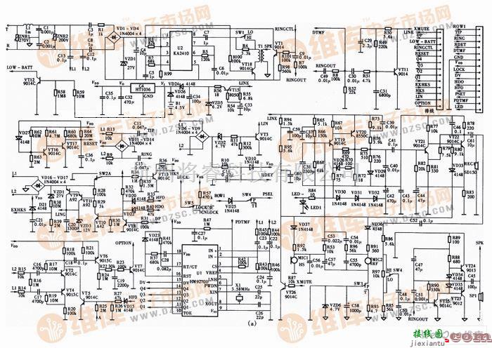 有线通信中的基于德赛HCDl218(20)P/TSDL型来电显示电话机电路图(A)  第1张