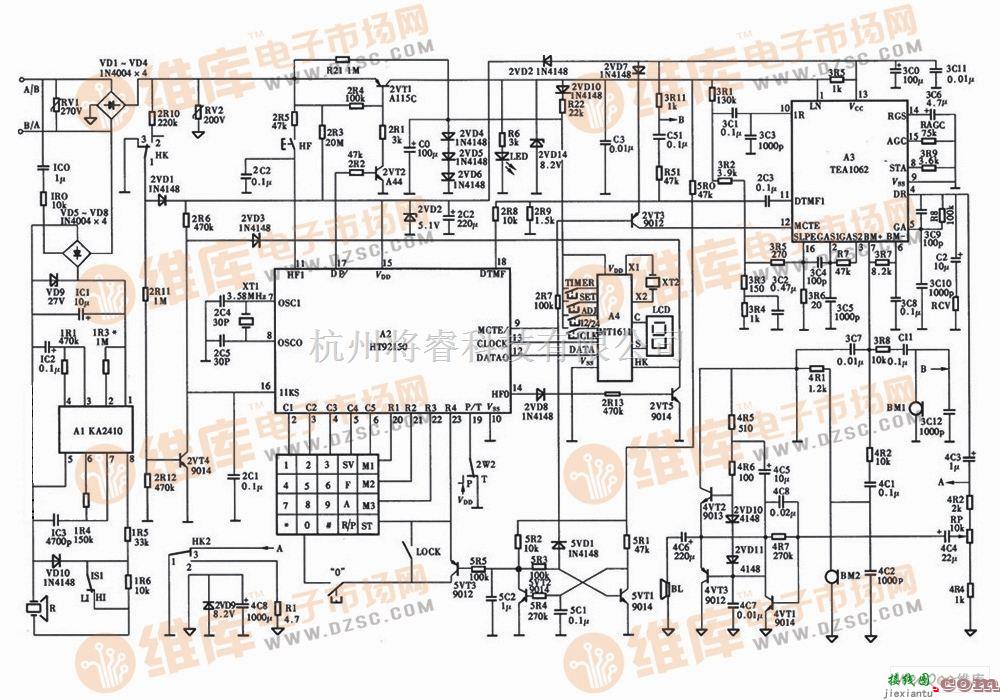 有线通信中的HA737(IV)P/TSD-LCD型电话机电路图  第1张