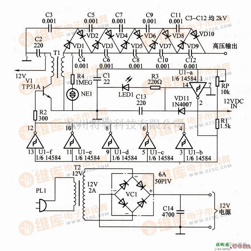 电源电路中的高压直流产生器电路图  第1张