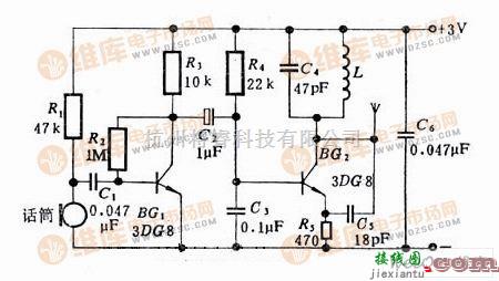 语音电路中的简易微型自制无线话筒电路图  第1张