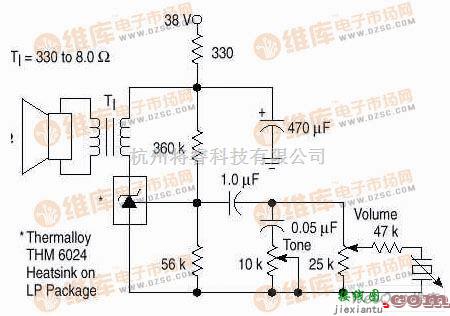 音频处理中的简单400mW单声道功率放大电路图  第1张