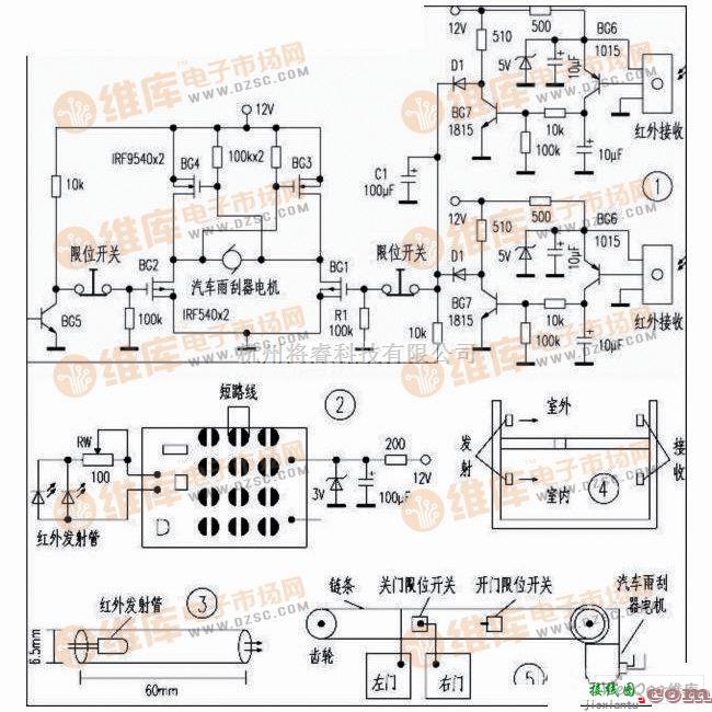 控制电路中的红外线自动门控制器电路图  第1张