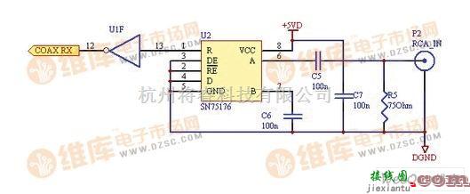 子卡部分，同轴输入电路部分的电路图  第1张