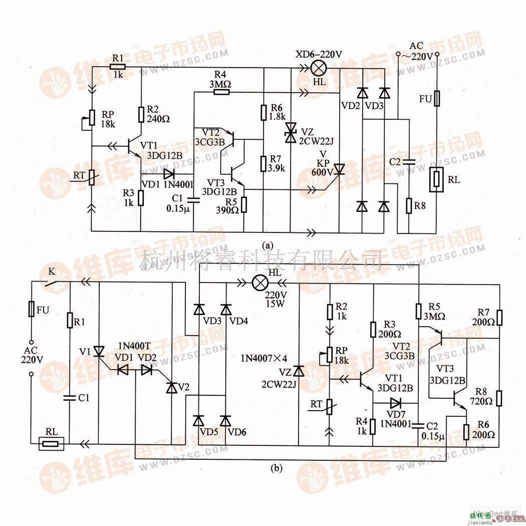 温控电路中的无触点恒温器控制电路图  第1张