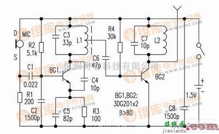 语音电路中的自制调频无线话筒电路图  第1张