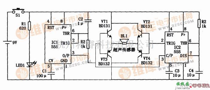 检测电路中的猫狗驱赶器电路图  第1张