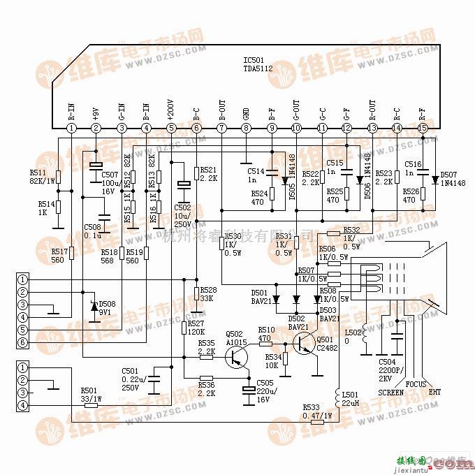 视频放大中的TDA5112视频放大电路图  第1张