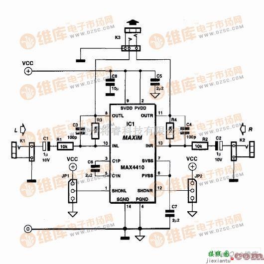 耳机放大中的简易耳机功放电路图  第1张