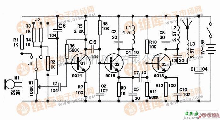 语音电路中的自制FM无线话筒电路图  第1张