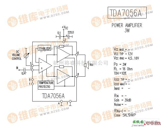 音频处理中的TDA7056A 音响IC电路图  第1张