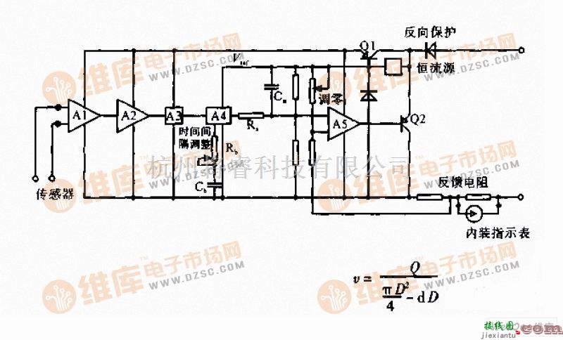 传感器电路中的涡轮流量计模拟输出电路图  第1张