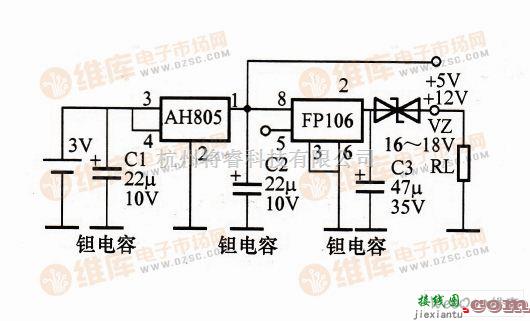 电源电路中的用电池产生+5V/+12V电路图  第1张