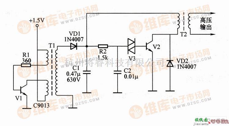 脉冲信号产生器中的高压脉冲放电器电路图  第1张