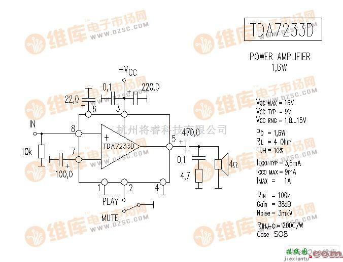 音频处理中的TDA7233D 音响IC电路图  第1张