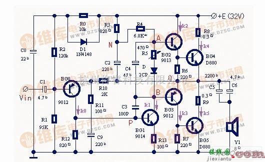音频电路中的功率放大器改进电路图  第1张