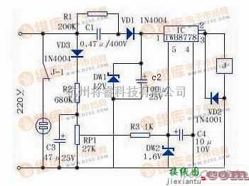 保护电路中的过压自动断电装置电路图  第1张