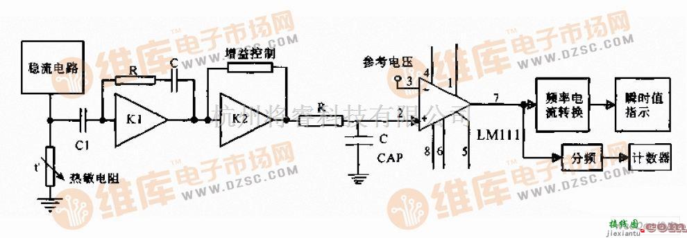 传感器电路中的旋进式漩涡流量计的转换电路图  第1张