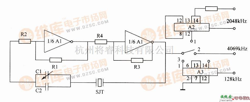 振荡电路中的简单的晶体振荡器电路图  第1张