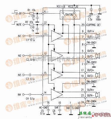 音频电路中的高档汽车理想的多声道功放集成电路应用电路图  第1张