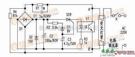 开关电路中的简单的荧光灯电子启辉器制作电路图  第1张