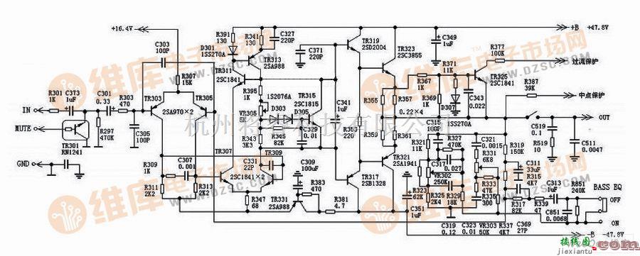 集成音频放大中的天龙DRA-335R/435R功放后级电路图  第1张