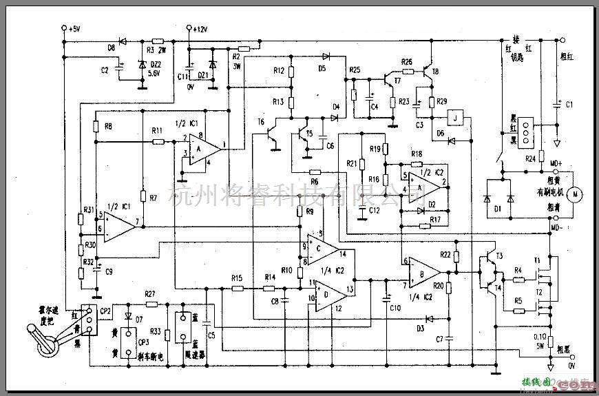 电机控制专区中的由多个运放器等组成的电动车有刷电机控制器电路  第1张