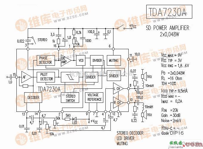 音频处理中的TDA7230A 音响IC电路图  第1张