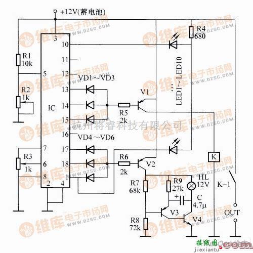 充电电路中的具有电压指示的蓄点知保护电路图  第1张