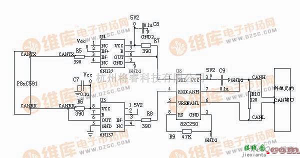 通信电路中的CAN通信接口电路图  第1张