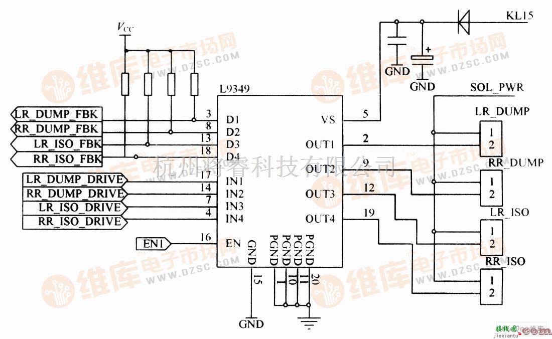 由L9349组成的多路电磁阀驱动电路图  第1张