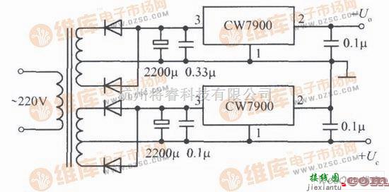 稳压电源中的由CW7900构成的正、负输出电压集成稳压电源电路之一  第1张