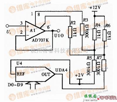 基础电路中的利用D/A转换器自动失调调零电路图  第1张