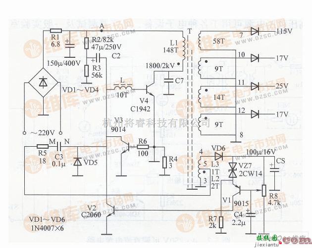 电源电路中的彩电泵电源电路图  第1张