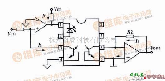 耦合隔离放大中的LOCll0光耦合器光电压模式隔离放大电路图  第1张