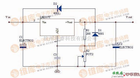 稳压电源中的基于LM317集成稳压电路图  第1张